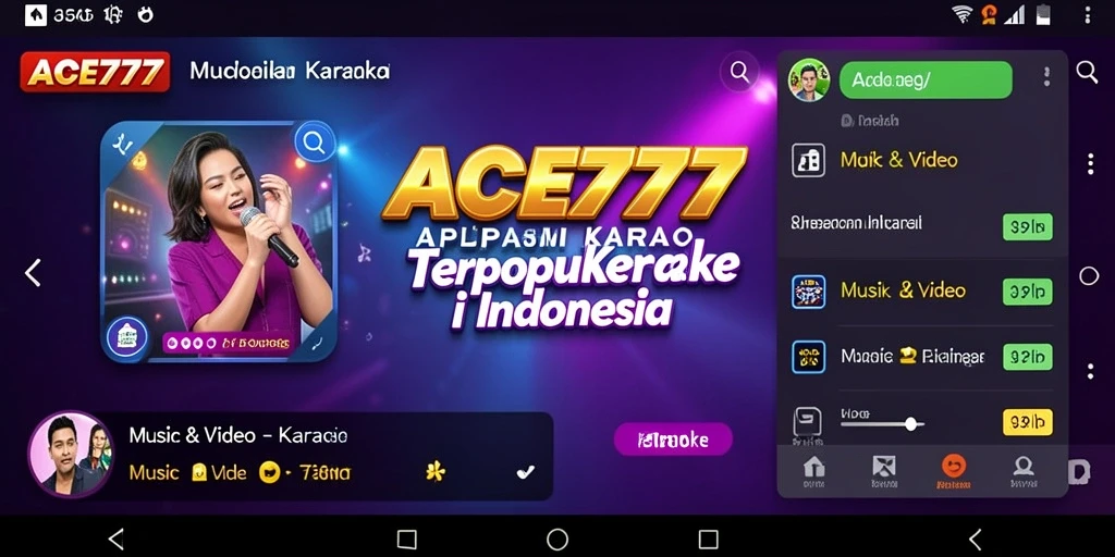 Antarmuka ACE777 yang menarik dan fitur Karaoke yang lengkap.