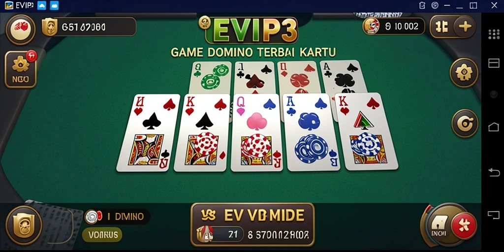 Tampilan antarmuka EVIP3 yang menarik dan interaktif di game Domino.