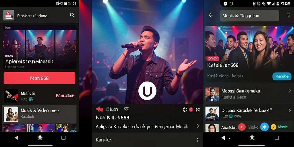 Tampilan antarmuka aplikasi karaoke IDN668 yang menarik dan mudah digunakan.