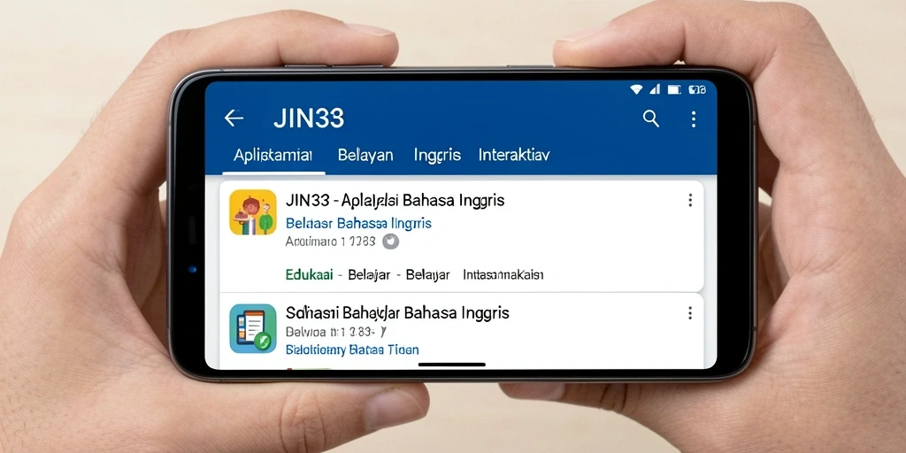 Tampilan antarmuka pengguna JIN33 saat belajar bahasa Inggris.