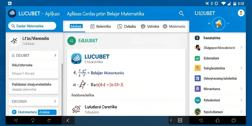 Tampilan antarmuka LUCUBET yang menarik untuk belajar matematika.
