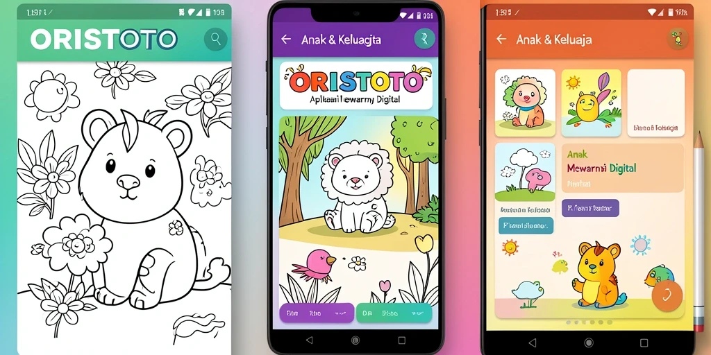 Antarmuka aplikasi ORISTOTO yang menarik dan mudah digunakan untuk mewarnai.