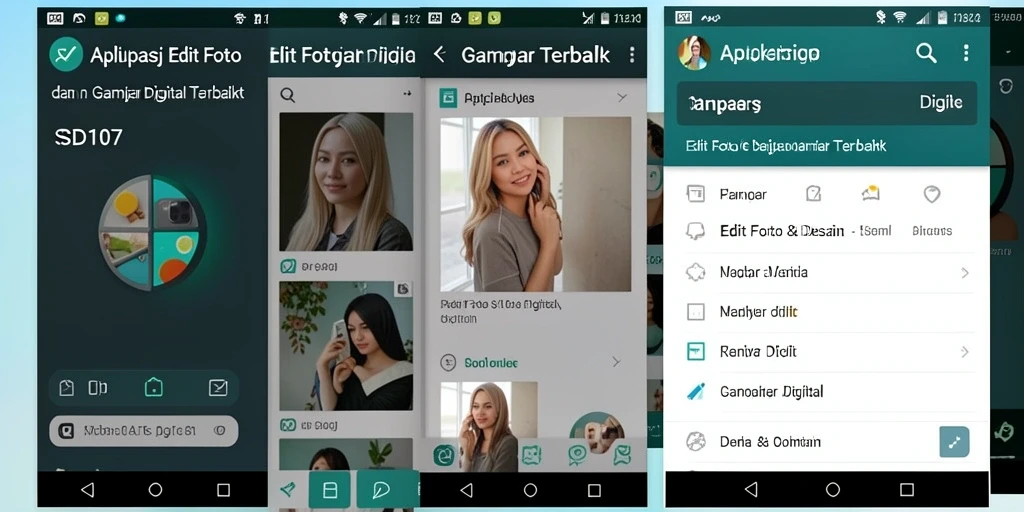 Antarmuka SD107 dengan fitur edit foto yang canggih.