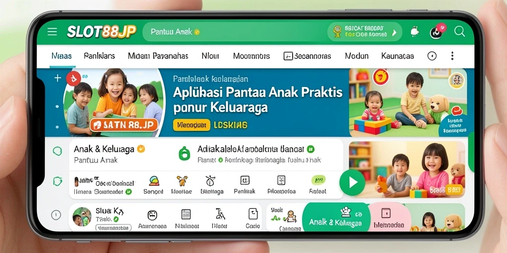 Antarmuka SLOT88JP menunjukkan berbagai fitur untuk Pantau Anak.
